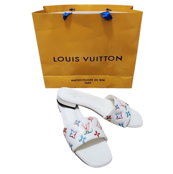 White Slides with Colorful Logo - Picture 1 of 4